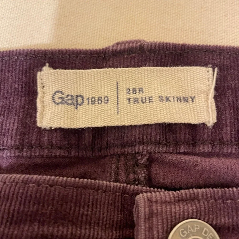 Gap 1969 Women's Womens 28R True Skinny Purple Corduroy Pants Mid Rise Stretch - Picture 3 of 10
